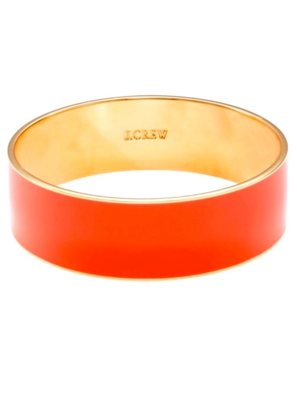 J. Crew Bright Orange Enamel Gold-Tone Wide Bangle Bracelet